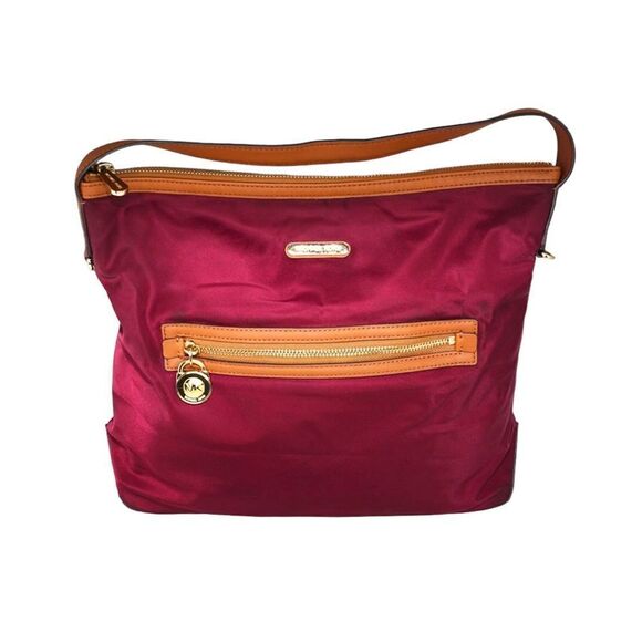 Michael Kors Handbags - Michael Kors Red Shoulder Bag with Brown Leather Trim